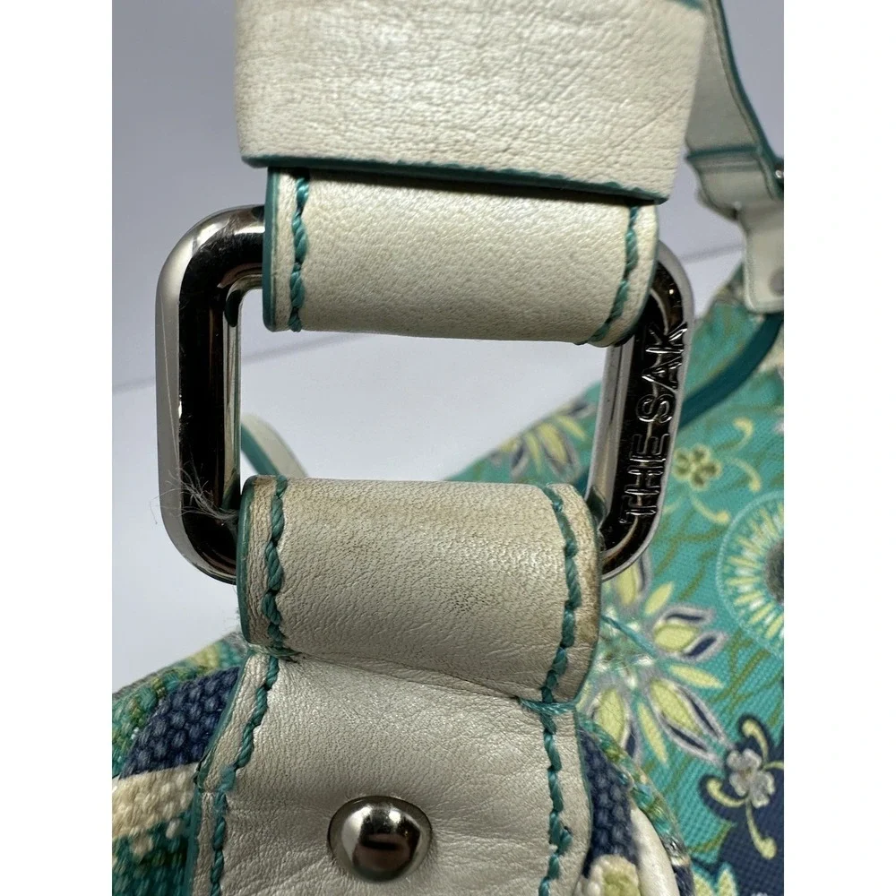 Vintage Y2K The Sak Leather Hobo Shoulder Bag Boho Floral Beaded Z0